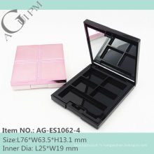 Belle rectangulaire ombre à paupières affaire avec miroir AG-ES1062-4, AGPM empaquetage cosmétique, couleurs/Logo personnalisé